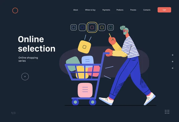 Online Selecyion Online Shopping Electronic Commerce Web Template Modern Flat — 스톡 벡터