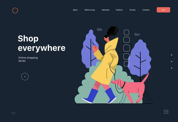 Shop Everywhere Online Shopping Electronic Commerce Web Template Modern Flat — 스톡 벡터