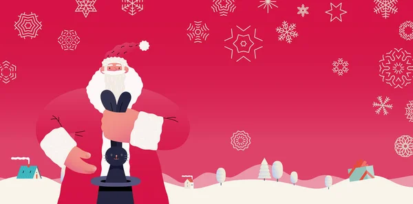 클로스 Santa Claus Black Rabbit 크리스마스와 Christmas 현대적 개념의 클로스 — 스톡 벡터