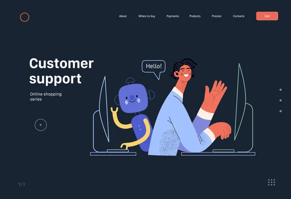 Customer Support Online Shopping Electronic Commerce Web Template Modern Flat — Image vectorielle