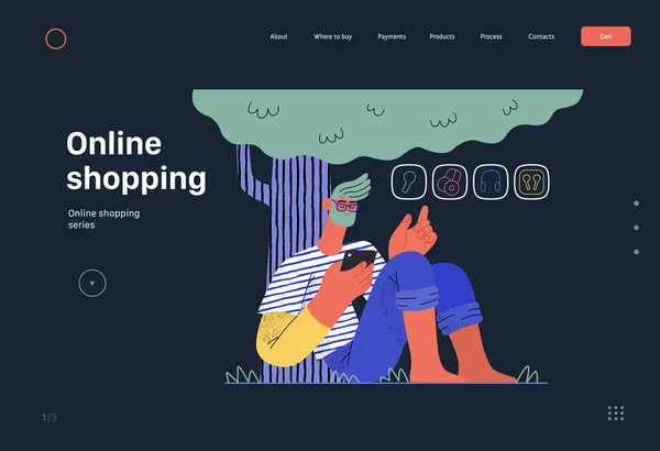 Online Shopping Electronic Commerce Web Template Modern Flat Vector Illustration — Wektor stockowy
