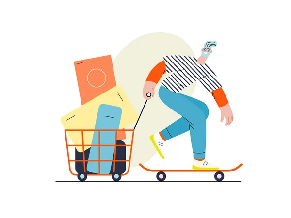 Express Shopping Online Shopping Electronic Commerce Series Modern Flat Vector — Archivo Imágenes Vectoriales