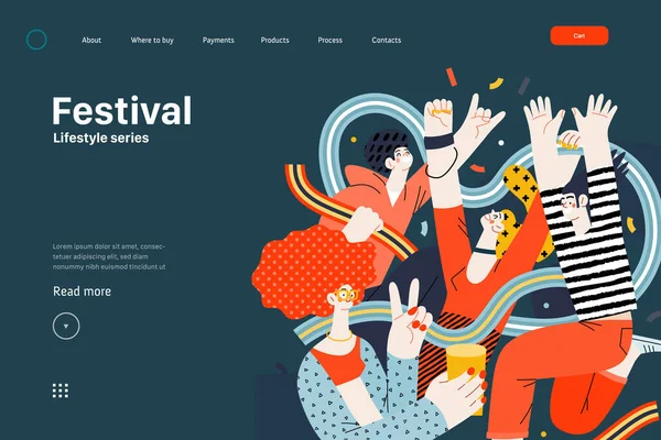 Lifestyle Web Template Festival Illustration Vectorielle Plate Moderne Homme Une — Image vectorielle