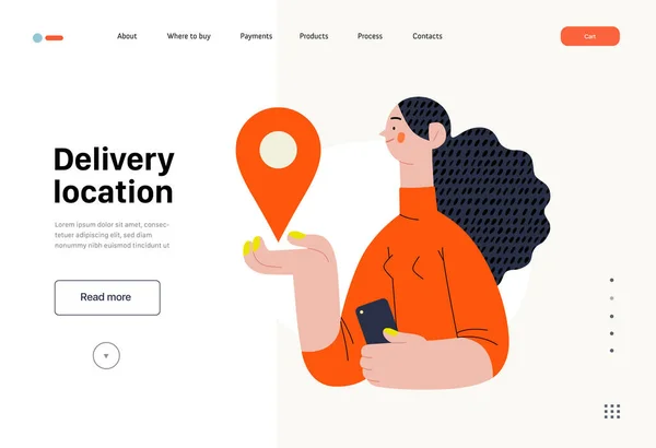 Delivery Location Online Shopping Electronic Commerce Series Modern Flat Vector — Wektor stockowy