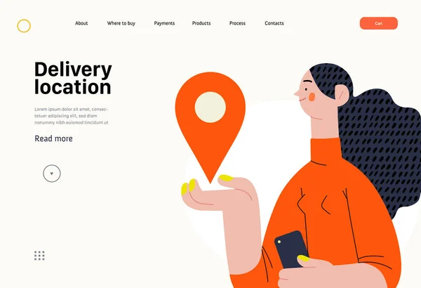 Delivery Location Online Shopping Electronic Commerce Series Modern Flat Vector — Vector de stock