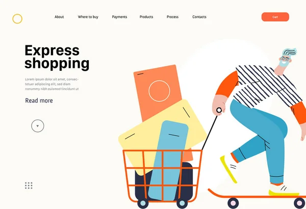 Express Shopping Online Shopping Electronic Commerce Series Modern Flat Vector — 스톡 벡터