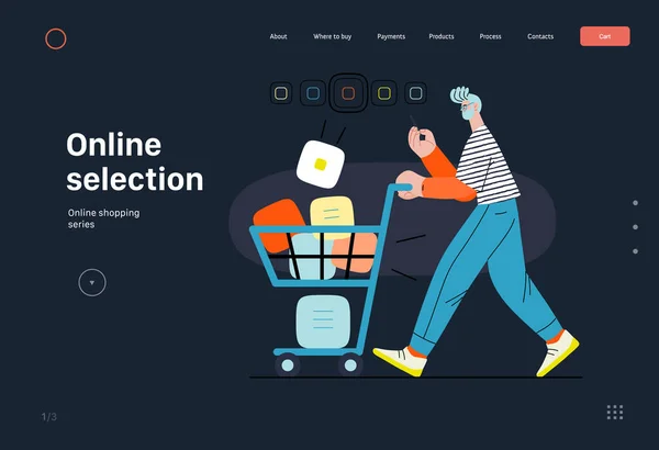 Online Selecyion Online Shopping Electronic Commerce Illustration Moderne Flache Vektor — Stockvektor