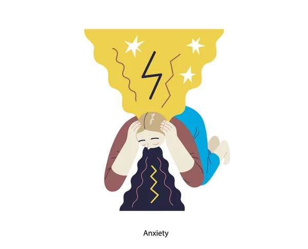 Mental Disorders Illustration Anxiety Modern Flat Vector Illustration Woman Vomiting — Stock Vector