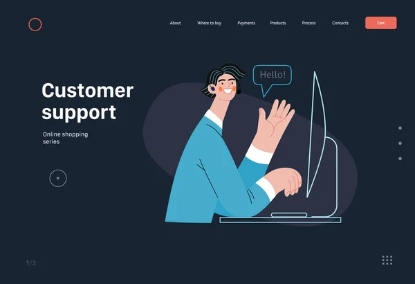 Customer Support Online Shopping Electronic Commerce Series Modern Flat Vector — 스톡 벡터