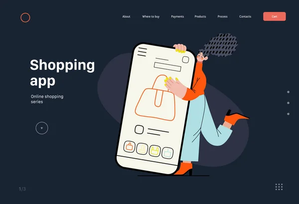Shopping Application Online Shopping Electronic Commerce Series Modern Flat Vector — 스톡 벡터