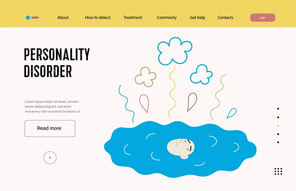 Mental Disorders Web Template Personality Disorder Modern Flat Vector Illustration — 스톡 벡터