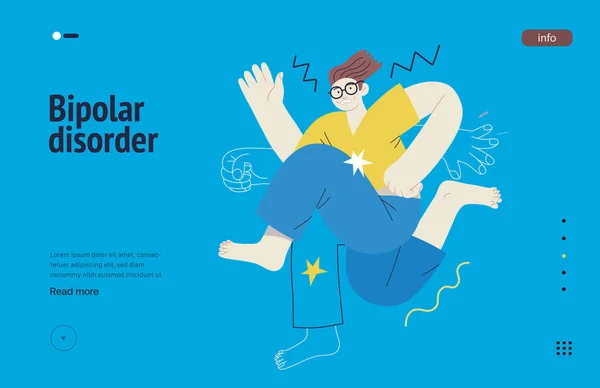 Mental Disorders Web Template Bipolar Disorder Modern Flat Vector Illustration —  Vetores de Stock
