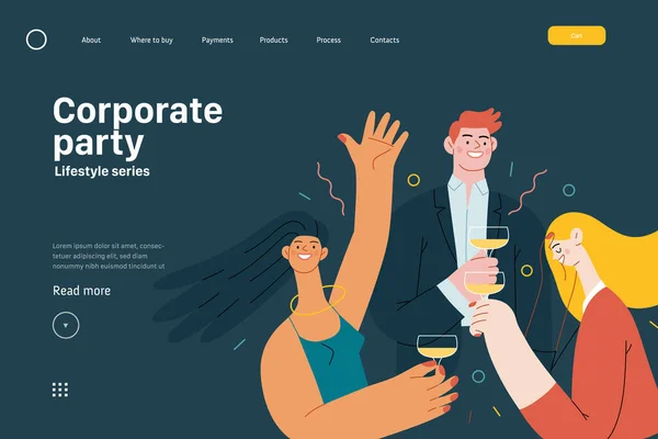 Lifestyle Website Template Corporate Party Moderne Platte Vector Illustratie Van — Stockvector