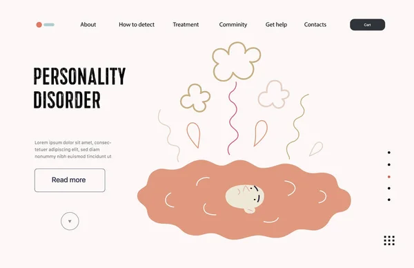 Mental Disorders Web Template Personality Disorder Modern Flat Vector Illustration — Vettoriale Stock