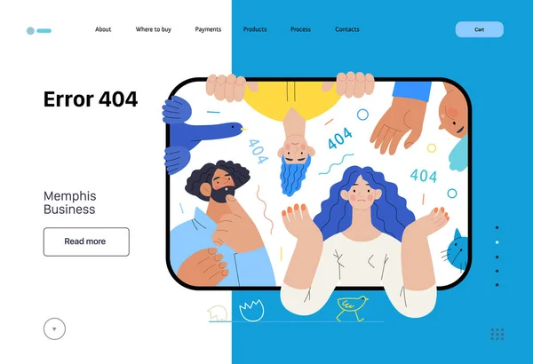 孟菲斯的商业例证 错误404 现代平面向量概念图解页错误404 在平板屏幕上困惑的人 页没有找到隐喻 公司业务销售概念 — 图库矢量图片