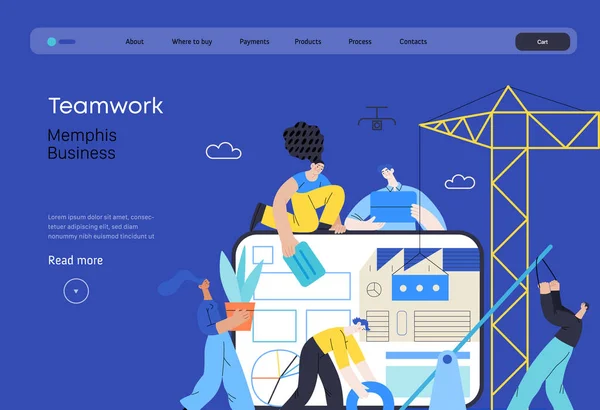 Приклад Бізнесу Мемфіса Teamwork Modern Flat Vector Concept Ілюстрація Людей — стоковий вектор