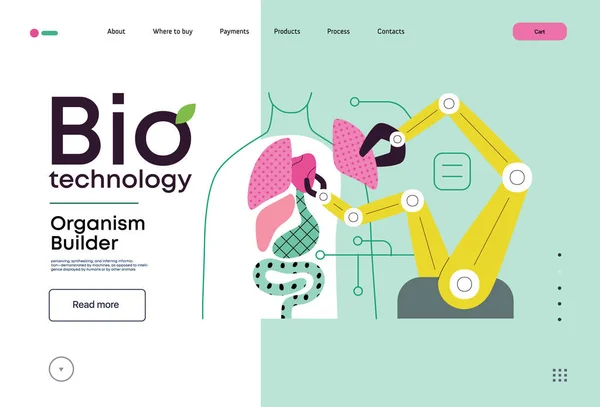 Bio Technology Organism Builder Nowoczesna Koncepcja Wektora Płaskiego Ilustracja Robota — Wektor stockowy