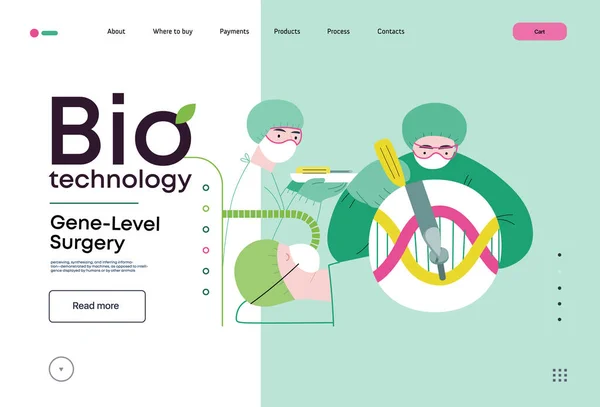 Bio Technology Gene Level Surgery Modern Flat Vector Concept Illustration —  Vetores de Stock