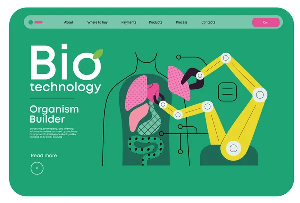 Bioteknik Organism Builder Modern Platt Vektor Koncept Illustration Robot Montera — Stock vektor