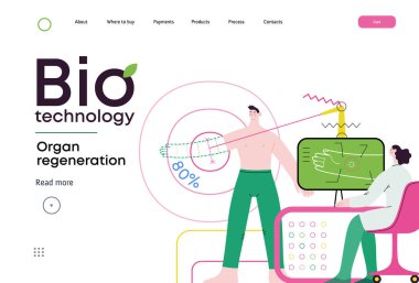 Biyo Teknoloji, Organ yenilenmesi modern düz vektör konsepti el yenileme, fütüristik teknoloji. Yenileyici tıp metaforu ve vücutların kendi kendini onarma yeteneği.