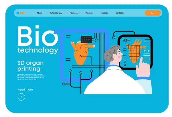 Bio Technology Organ Printing Modern Flat Vector Concept Illustration Printer — Stock Vector