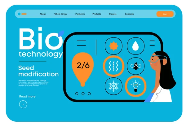 Bio Technology Seed Modification Moderno Concepto Vector Plano Ilustración Científicos — Archivo Imágenes Vectoriales