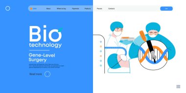 Bio-Teknoloji, Gen-Seviye Cerrahi - moleküler seviyedeki hassas genetik değişikliklerin modern düz vektör gösterimi. Genetik bozuklukların tedavisi ve insan sağlığının iyileştirilmesi metaforu