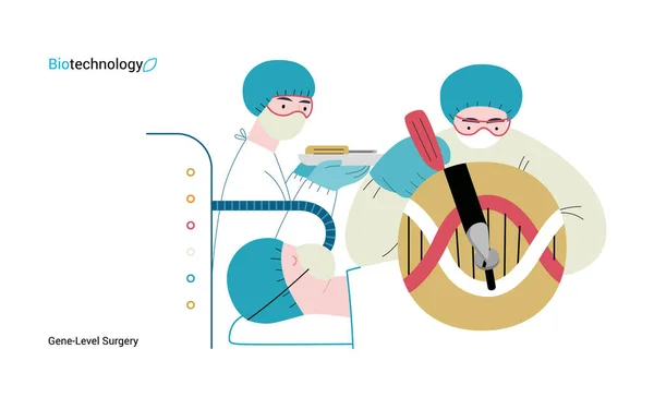Bio Technology Gene Level Surgery Concept Vectoriel Plat Moderne Illustration — Image vectorielle