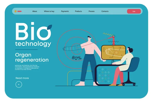 Bio Technology Organ Regeneration Σύγχρονη Επίπεδη Διανυσματική Απεικόνιση Μιας Νέας — Διανυσματικό Αρχείο