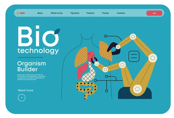Bio Technology Organism Builder Modern Flat Vector Concept Illustration Robot — Stock Vector