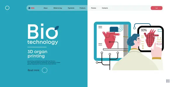 Bio Technology Orgeldruk Moderne Platte Vector Concept Illustratie Van Printer — Stockvector