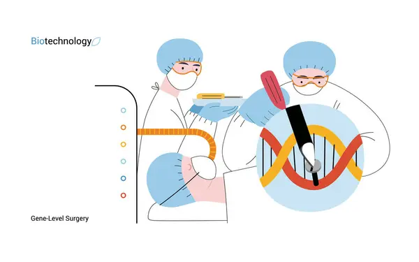 Bio Technology Gene Level Surgery Modern Flat Vector Concept Illustration — Vetor de Stock
