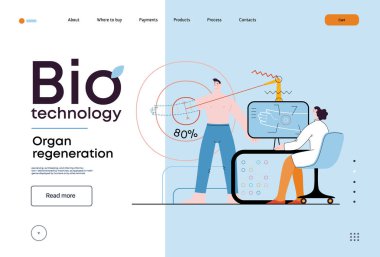 Biyo Teknoloji, Organ yenilenmesi modern düz vektör konsepti el yenileme, fütüristik teknoloji. Yenileyici tıp metaforu ve vücutların kendi kendini onarma yeteneği.