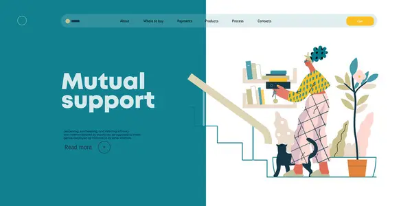 Mutual Support Book Swap Concept Vectoriel Plat Moderne Illustration Une — Image vectorielle