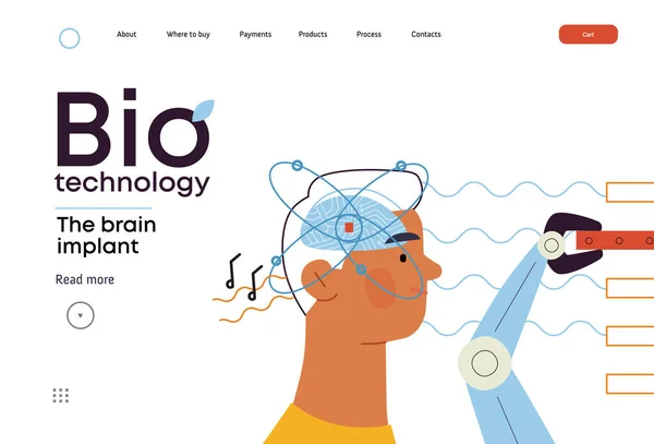 Bio Technology Brain Implant Neural Upgrade Modern Flat Vector Concept — Stock Vector