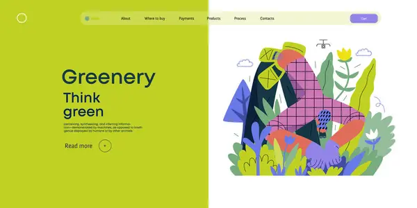 Greenery Ecologia Moderna Conceito Vetorial Plana Ilustração Jardineiro Sexo Feminino — Vetor de Stock