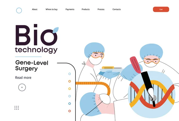 Bio Technology Gene Level Surgery Concept Vectorial Plat Modern Ilustrare — Vector de stoc