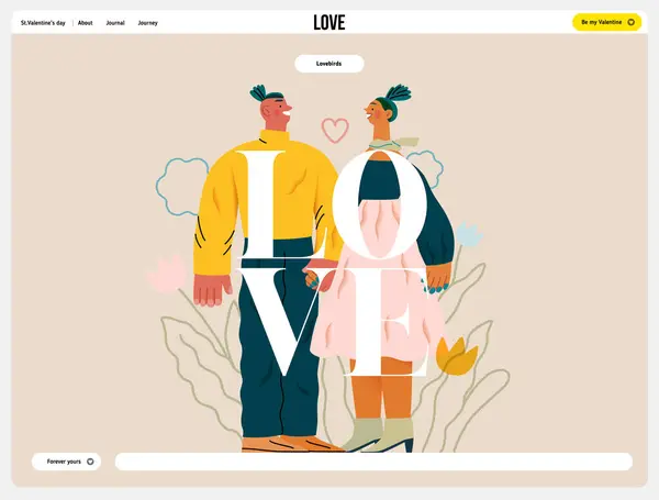Valentine Tender Moments Modern Flat Vector Concept Illustration Couple Loving — Stock Vector