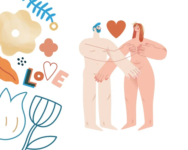 Valentine Embrace Love Moderno Concetto Flat Vector Illustrazione Abbraccio Amorevole — Vettoriale Stock