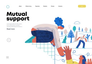 Karşılıklı Destek: Boğulan bir kişiyi -modern düz vektör konseptinin boğulmakta olan bir kadına ulaşma metaforu, gönüllü, işbirlikçi kaynak değişimi, hizmetler