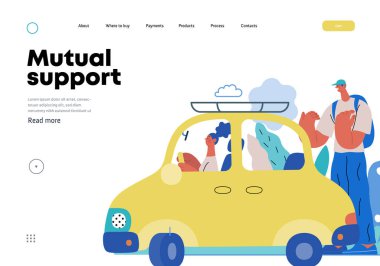Karşılıklı Destek: Arabayı park etmede yardım -modern düz vektör konsepti paralel park eden kadına yardım eden erkeğin resmedilmesi- Gönüllü iş birliği ve hizmet alışverişi metaforu