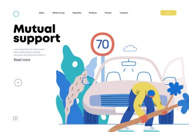Karşılıklı Destek: Yoldan düşen bir dalı kaldıran bir adamın modern düz vektör konseptinin önündeki engeli kaldırmak gönüllü ve işbirlikçi hizmetlerin değişiminin bir metaforu