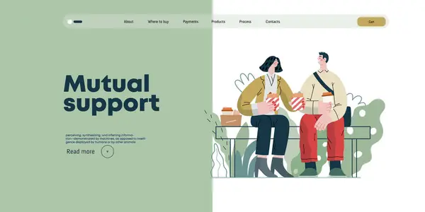 Vzájemná Podpora Sdílení Potravin Moderní Plochý Vektorový Koncept Ilustrace Ženy — Stockový vektor