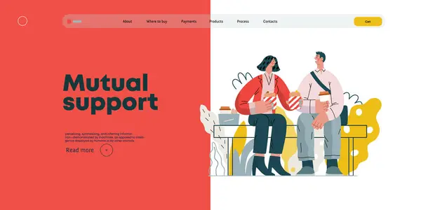 Mutual Support Share Food Modern Flat Vector Concept Illustration Woman Stock Illustration