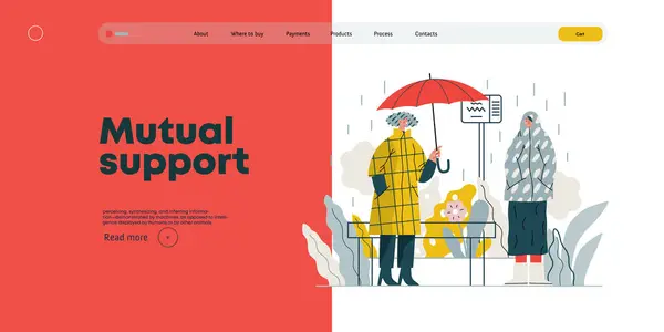 Mutual Support Offer Umbrella Stranger Modern Flat Vector Concept Illustration Royalty Free Stock Illustrations