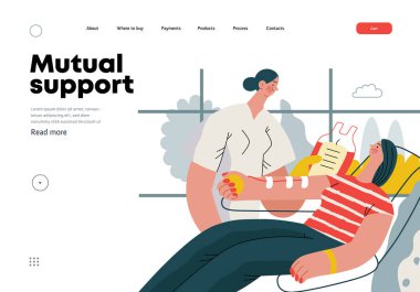 Karşılıklı Destek: Kan bağışı - hemşire ve kadının kan bağışı yaptığı modern düz vektör konsepti. Gönüllü, işbirlikçi kaynak değişimi, hizmetler metaforu.