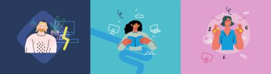 Creative Workspace: Video Konferansı, modern düz vektör konsepti ile sanal iş buluşması bağlantısı, işbirliği, dijital etkileşim, uzaktan çalışma, üretkenlik
