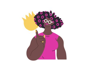 Düşünen insanlar, modern düz vektör illüstrasyonu- düşünceli bir kadın, yukarı bakıyor, baş metaforu, analiz, iç gözlem, tefekkür, derin düşünce