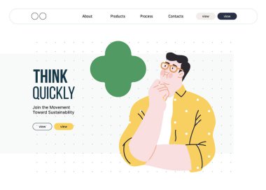 Düşünen insanlar, modern düz vektör illüstrasyonu- düşünceli bir adam, yukarı bakıyor, kafasının yanında baloncuk yansıma, analiz, iç gözlem, tefekkür, derin düşünce