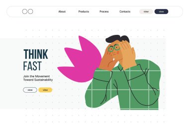 Düşünen insanlar, modern düz vektör illüstrasyonu- düşünceli bir adam, yana bakıyor, kafasının yanında yansıma, analiz, iç gözlem, derin düşünme metaforu